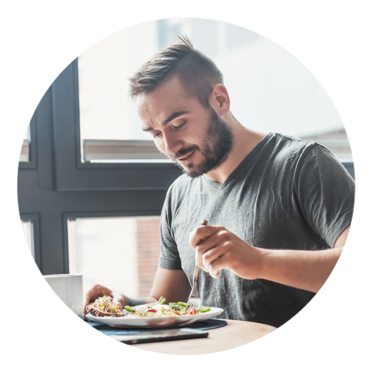 Man bettering his wellness by eating healthier